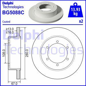 Delphi BG5088C - Гальмівний диск autocars.com.ua