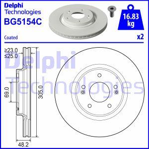 Delphi BG5154C - Гальмівний диск autocars.com.ua