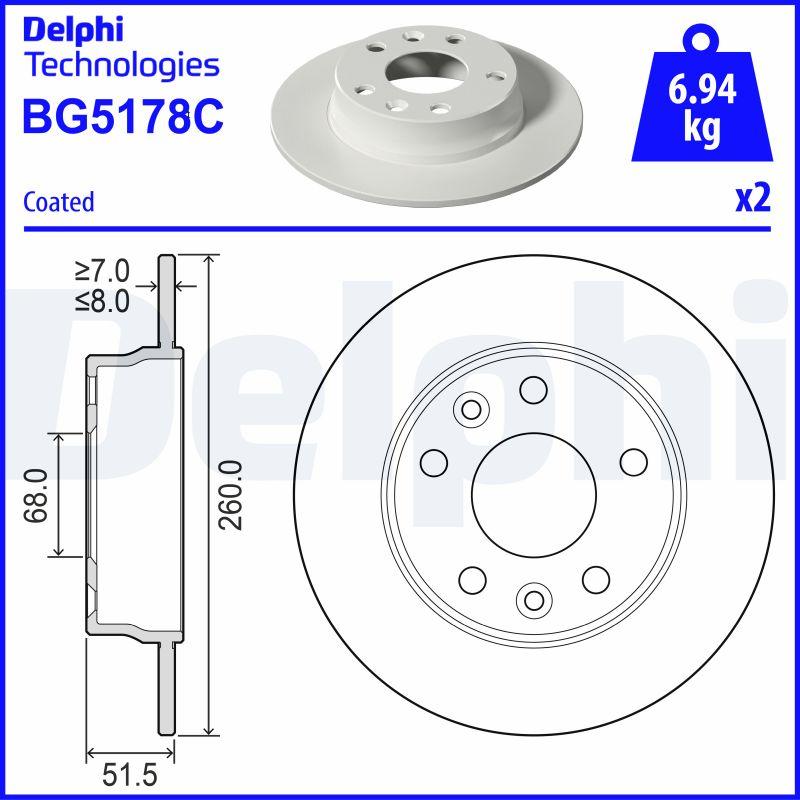 Delphi BG5178C - Гальмівний диск autocars.com.ua