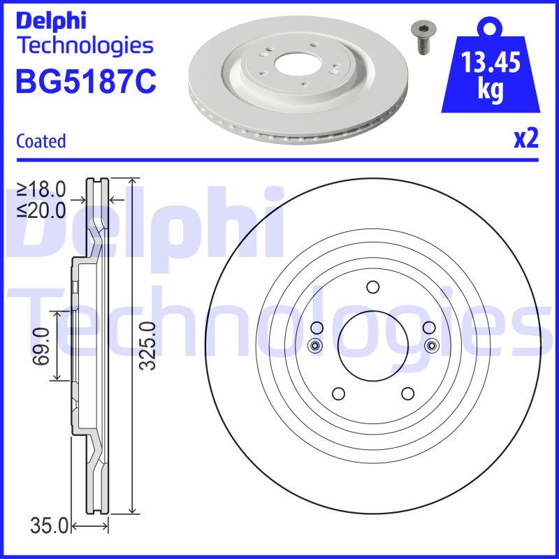 Delphi BG5187C - Гальмівний диск autocars.com.ua