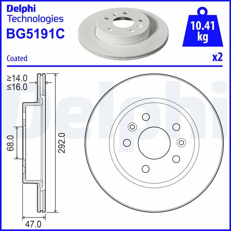 Delphi BG5191C - Гальмівний диск autocars.com.ua