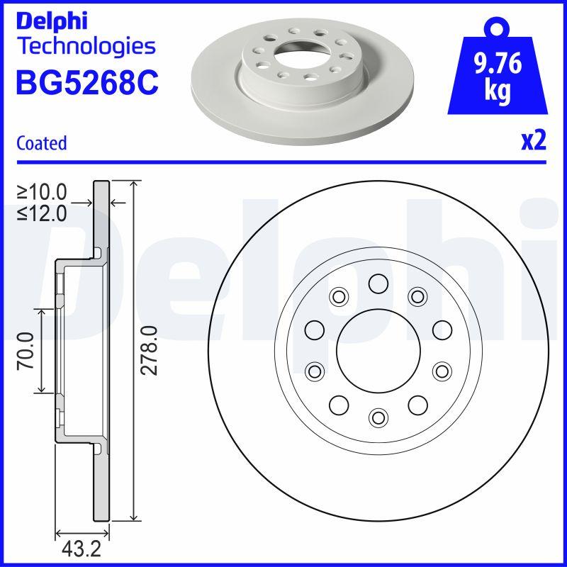 Delphi BG5268C - Тормозной диск autodnr.net