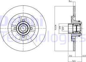 Delphi BG9025RSC - Гальмівний диск autocars.com.ua