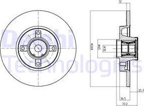 Delphi BG9053RS - Гальмівний диск autocars.com.ua