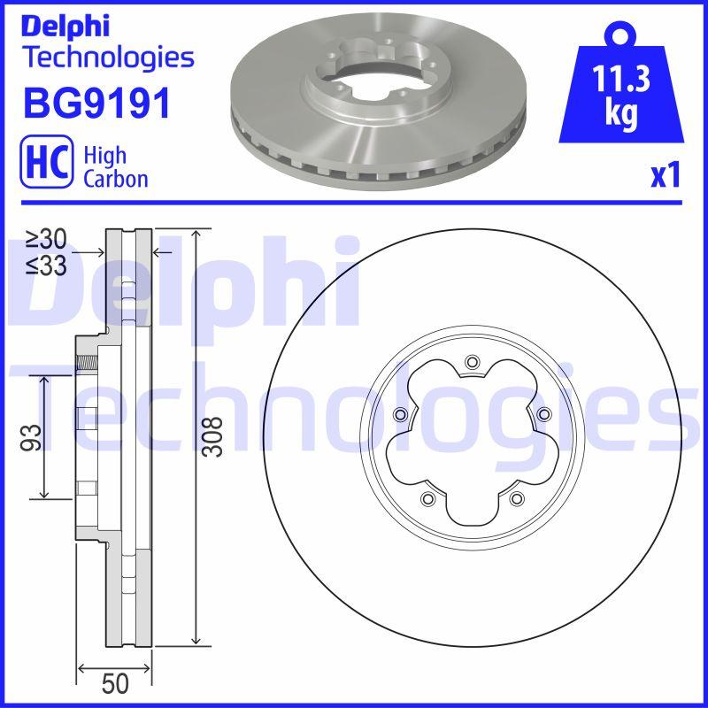 Delphi BG9191 - Гальмівний диск autocars.com.ua