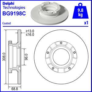 Delphi BG9198C - Гальмівний диск autocars.com.ua