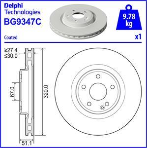 Delphi BG9347C - Гальмівний диск autocars.com.ua