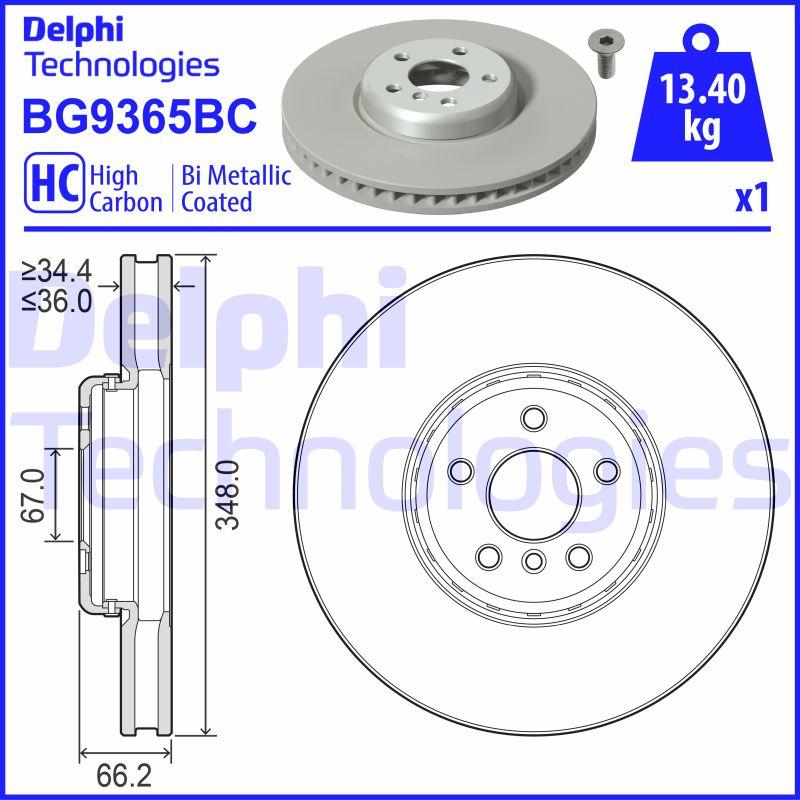 Delphi BG9365BC - Гальмівний диск autocars.com.ua