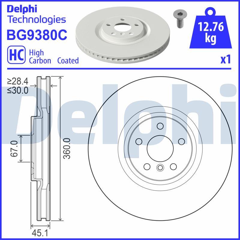 Delphi BG9380C - Гальмівний диск autocars.com.ua