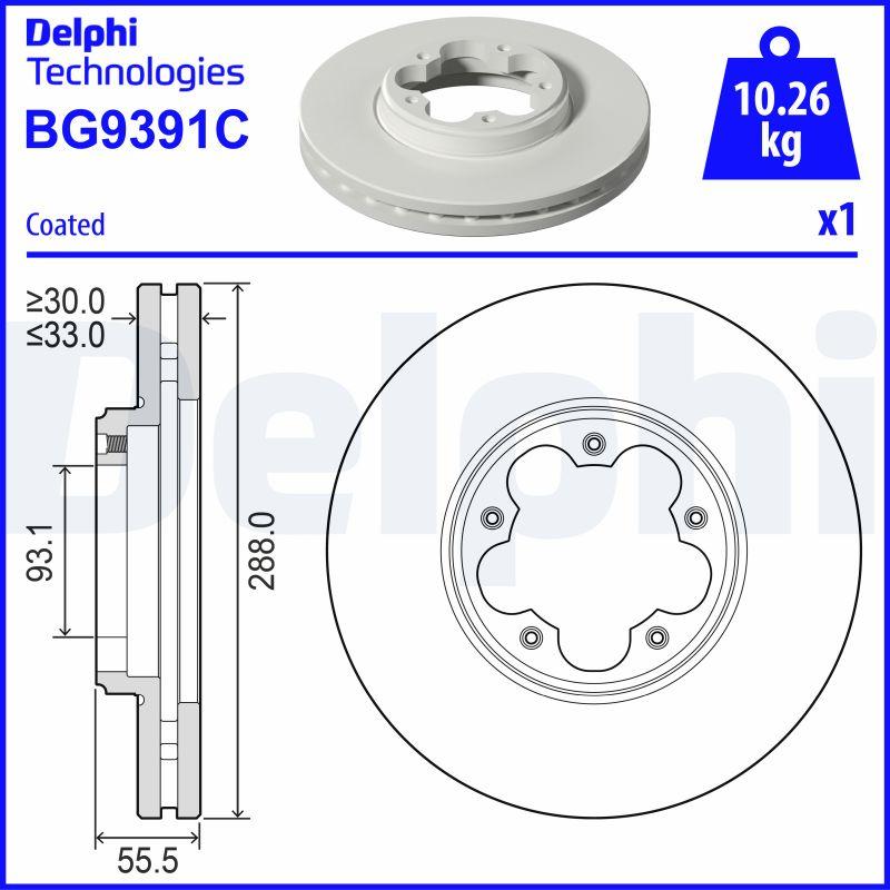 Delphi BG9391C - Тормозной диск avtokuzovplus.com.ua