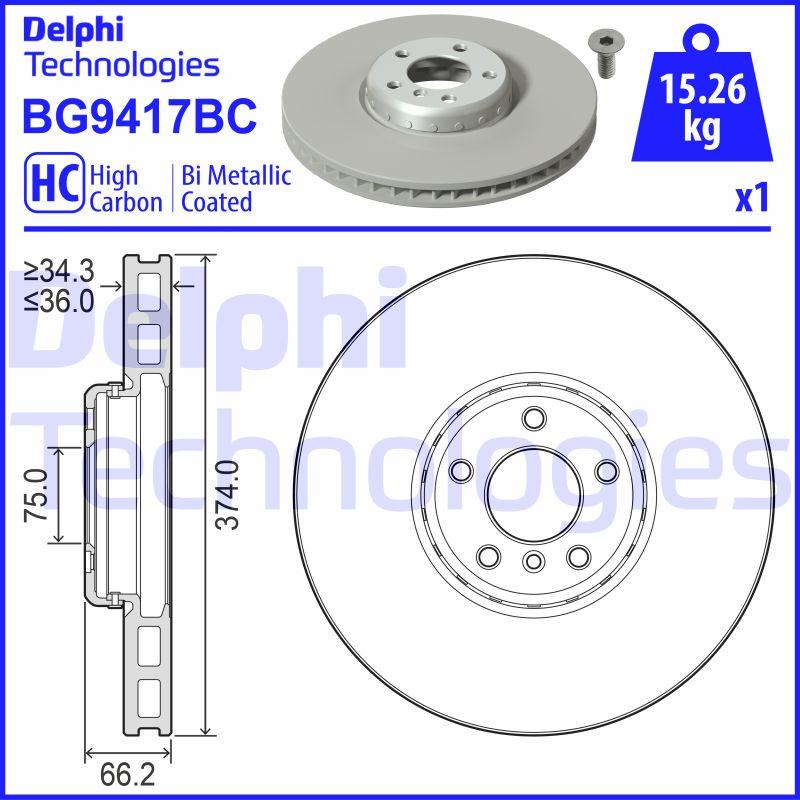 Delphi BG9417BC - Гальмівний диск autocars.com.ua