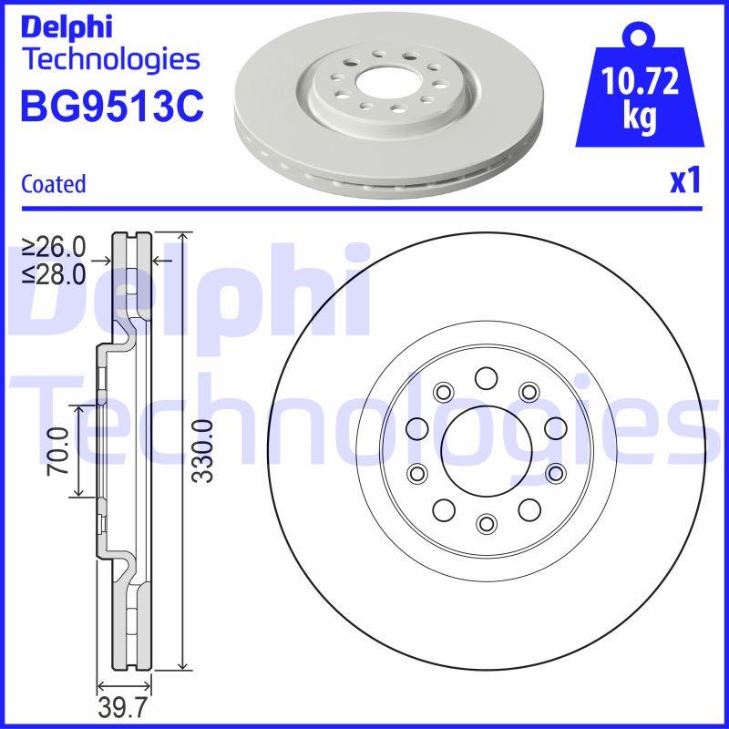 Delphi BG9513C - Гальмівний диск autocars.com.ua