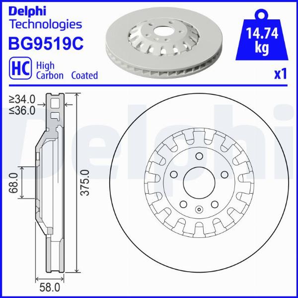 Delphi BG9519C - Гальмівний диск autocars.com.ua