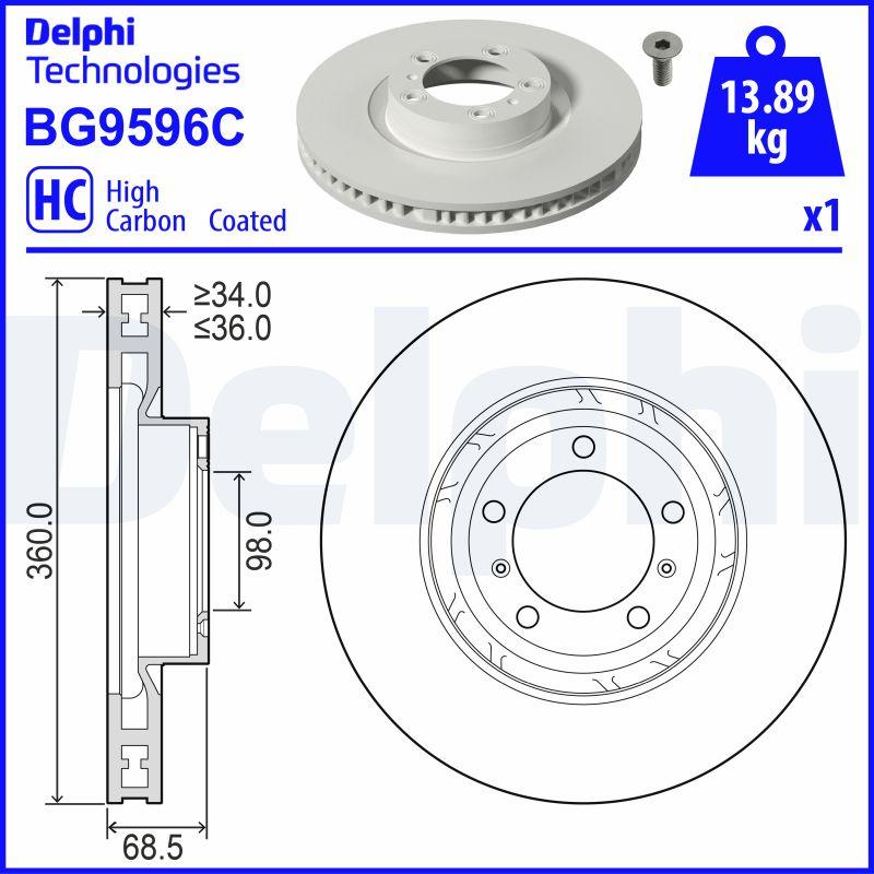 Delphi BG9596C - Гальмівний диск autocars.com.ua