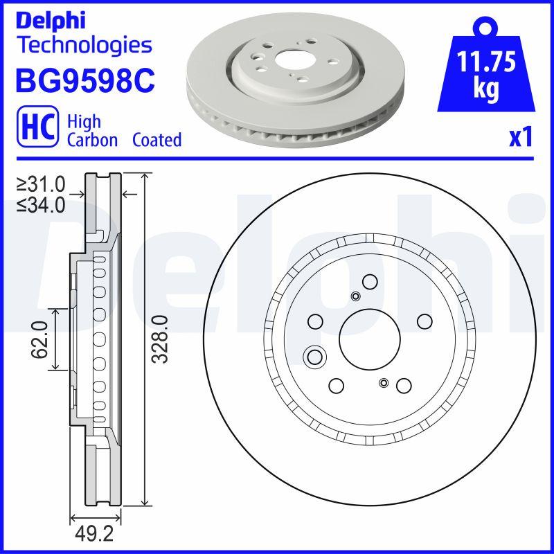 Delphi BG9598C - Гальмівний диск autocars.com.ua