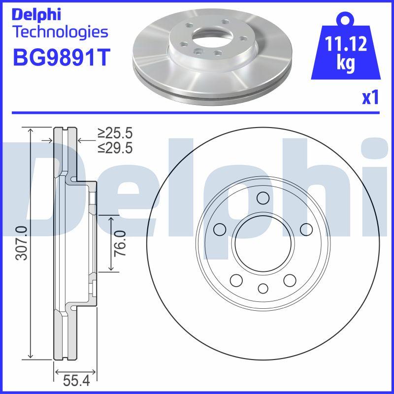 Delphi BG9891T - Гальмівний диск autocars.com.ua