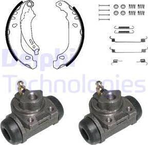 Delphi KP950 - Комплект тормозных колодок, барабанные autodnr.net