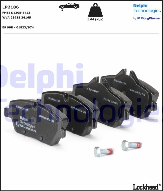 Delphi LP2186 - Гальмівні колодки, дискові гальма autocars.com.ua