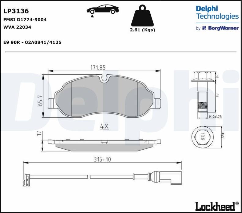 Delphi LP3136.D - Тормозные колодки, дисковые, комплект autodnr.net