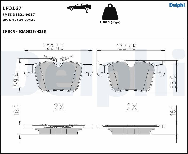 Delphi LP3167-17B1 - Тормозные колодки, дисковые, комплект avtokuzovplus.com.ua