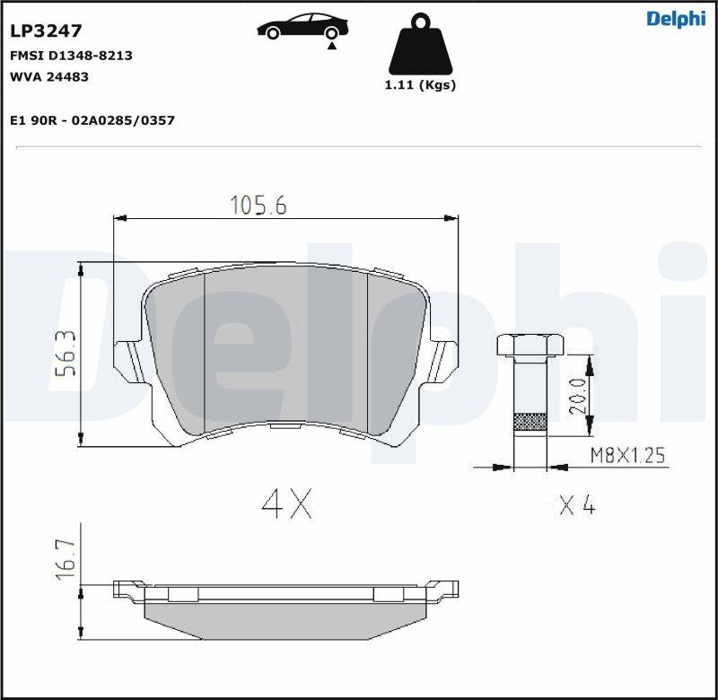 Delphi LP3247-17B1 - Тормозные колодки, дисковые, комплект autodnr.net