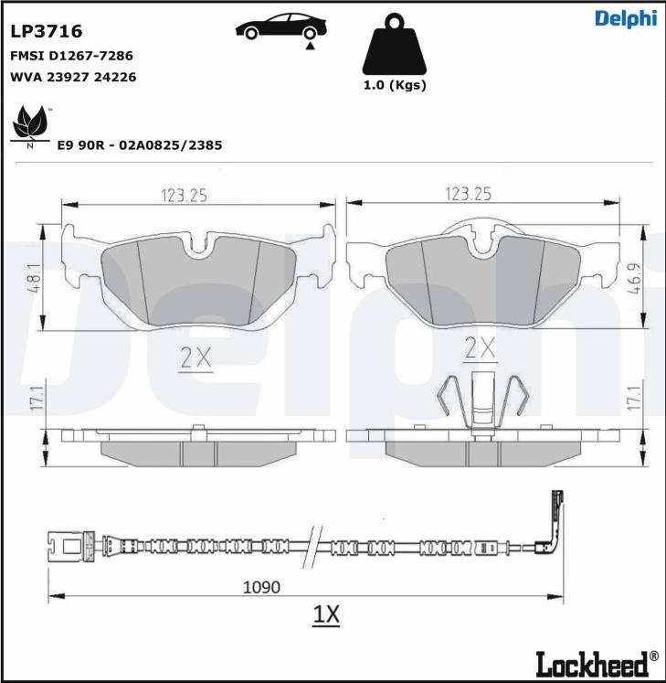 Delphi LP3716 - Гальмівні колодки, дискові гальма autocars.com.ua