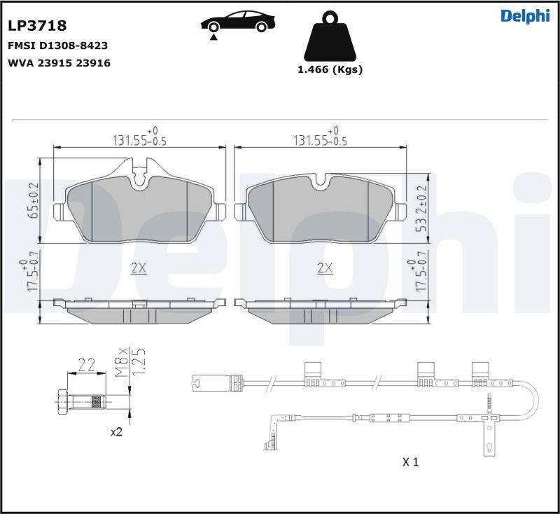 Delphi LP3718 - Тормозные колодки, дисковые, комплект autodnr.net