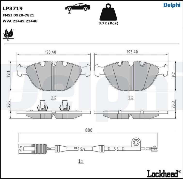 Delphi LP3719 - Гальмівні колодки, дискові гальма autocars.com.ua