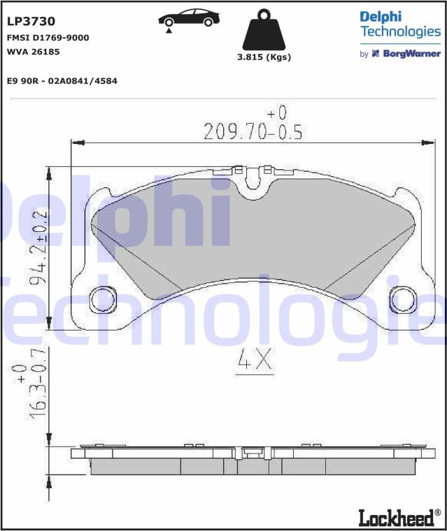 Delphi LP3730 - Гальмівні колодки, дискові гальма autocars.com.ua