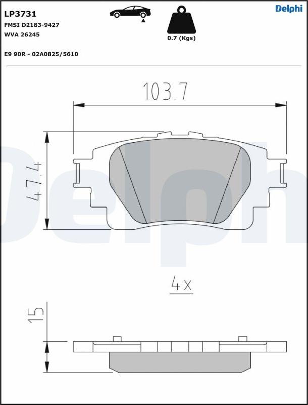 Delphi LP3731 - Гальмівні колодки, дискові гальма autocars.com.ua