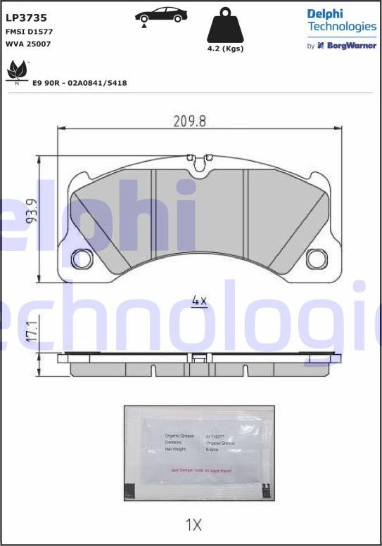 Delphi LP3735 - Тормозные колодки, дисковые, комплект autodnr.net