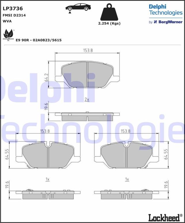 Delphi LP3736 - Гальмівні колодки, дискові гальма autocars.com.ua