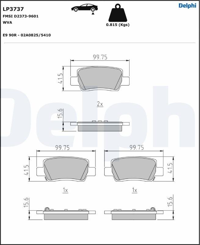 Delphi LP3737 - Гальмівні колодки, дискові гальма autocars.com.ua