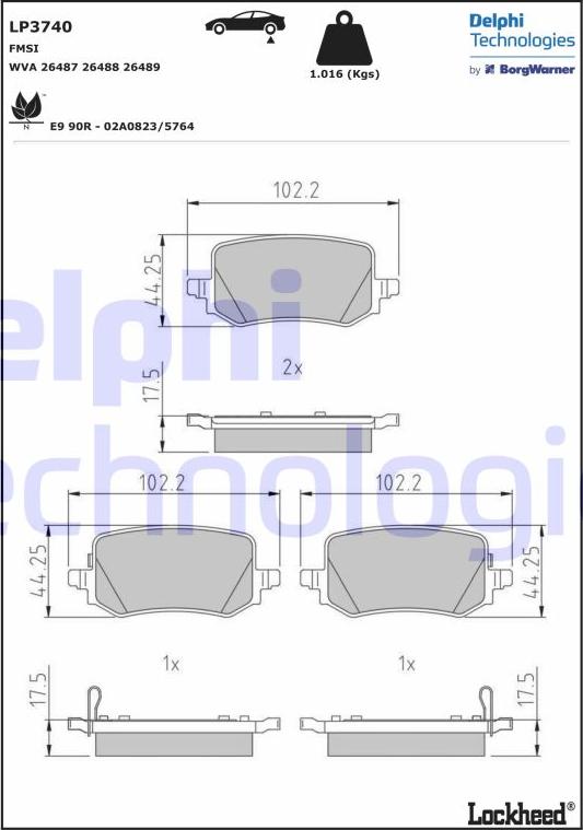 Delphi LP3740 - Гальмівні колодки, дискові гальма autocars.com.ua