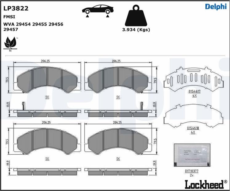 Delphi LP3822 - Гальмівні колодки, дискові гальма autocars.com.ua