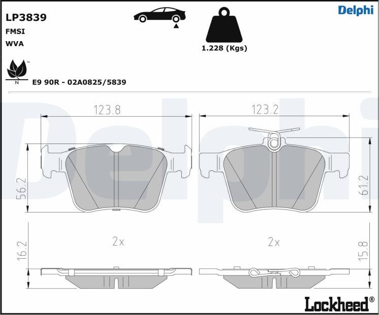 Delphi LP3839 - Тормозные колодки, дисковые, комплект avtokuzovplus.com.ua