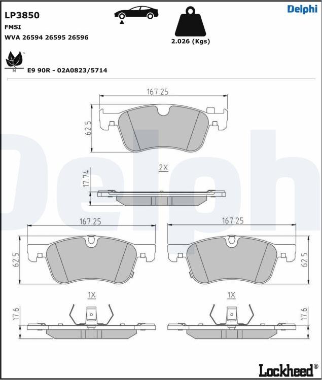 Delphi LP3850 - Гальмівні колодки, дискові гальма autocars.com.ua