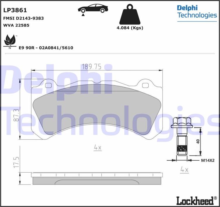 Delphi LP3861 - Гальмівні колодки, дискові гальма autocars.com.ua