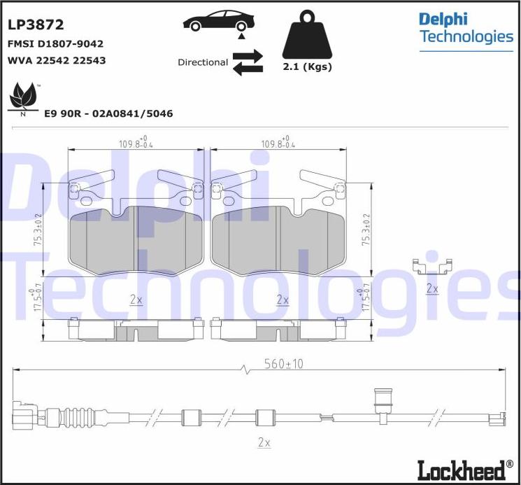 Delphi LP3872 - Гальмівні колодки, дискові гальма autocars.com.ua