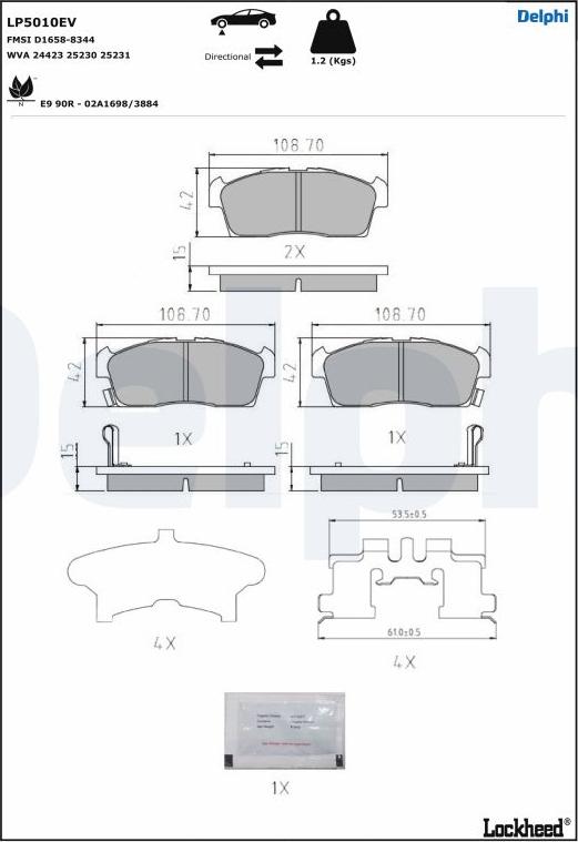 Delphi LP5010EV - Тормозные колодки, дисковые, комплект avtokuzovplus.com.ua