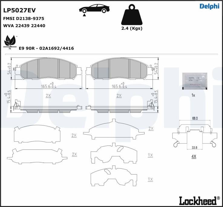 Delphi LP5027EV - Тормозные колодки, дисковые, комплект autodnr.net