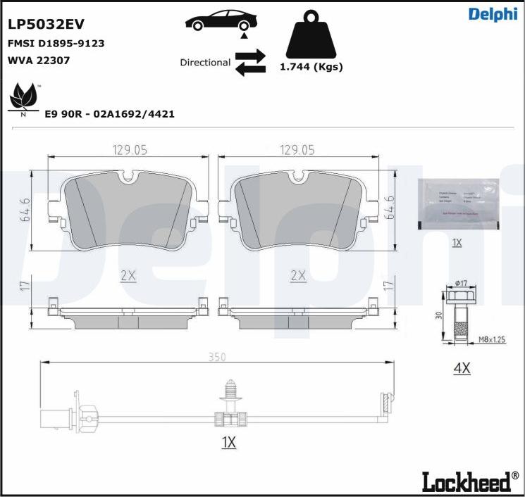 Delphi LP5032EV - Тормозные колодки, дисковые, комплект avtokuzovplus.com.ua