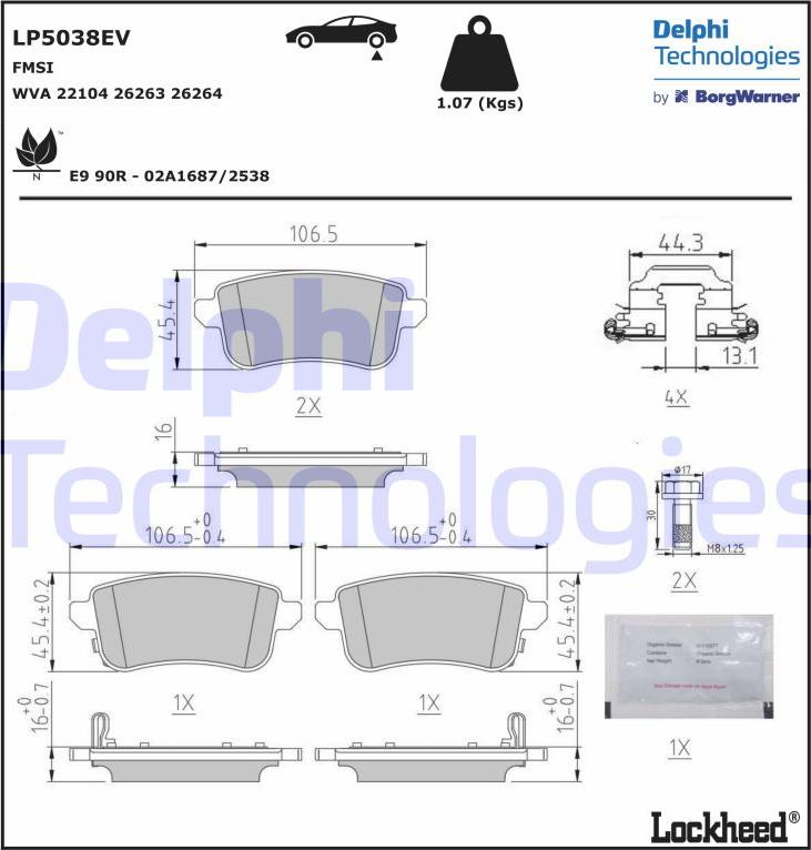 Delphi LP5038EV - Гальмівні колодки, дискові гальма autocars.com.ua