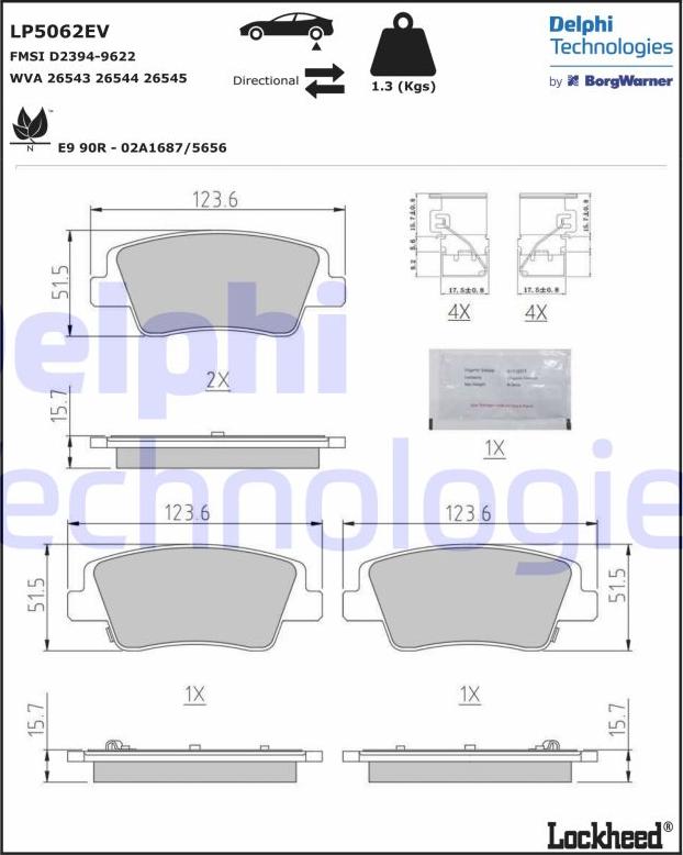 Delphi LP5062EV - Гальмівні колодки, дискові гальма autocars.com.ua