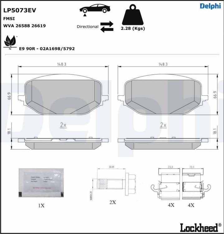 Delphi LP5073EV - Гальмівні колодки, дискові гальма autocars.com.ua