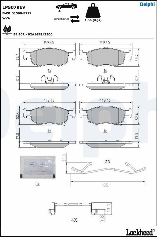 Delphi LP5079EV - Тормозные колодки, дисковые, комплект avtokuzovplus.com.ua