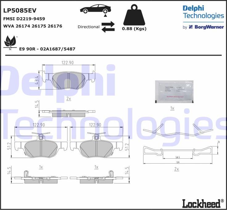 Delphi LP5085EV - Гальмівні колодки, дискові гальма autocars.com.ua