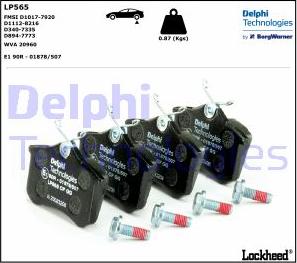 Delphi LP565 - Тормозные колодки, дисковые, комплект avtokuzovplus.com.ua