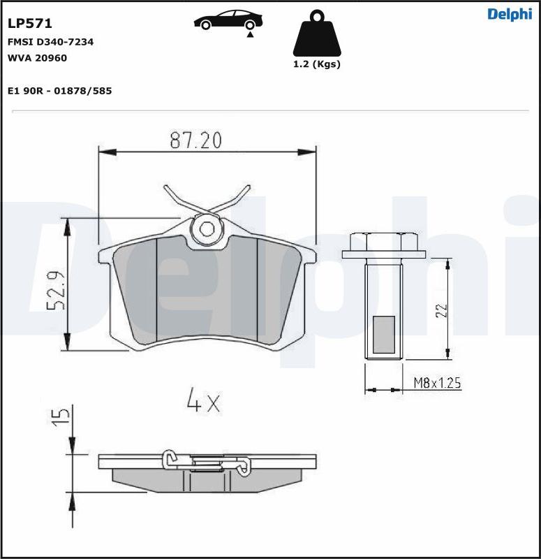 Delphi LP571-17B1 - Тормозные колодки, дисковые, комплект autodnr.net