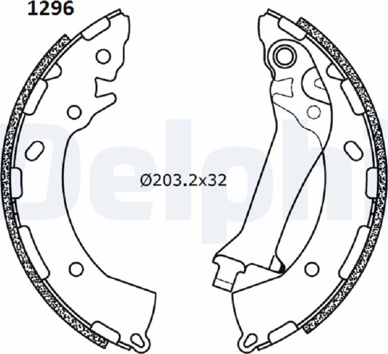 Delphi LS2180 - Комплект тормозных колодок, барабанные avtokuzovplus.com.ua